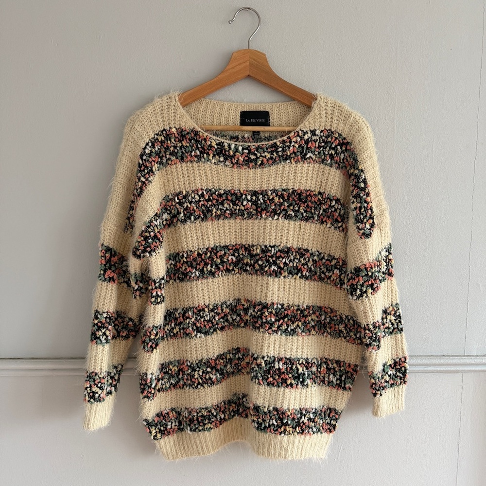 LA FEE VERTE > Confetti Striped Eyelash Sweater - Picture 4 of 5